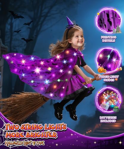 Capa de Bruja Luminoso para Niñas Halloween Talla 3-6 miniatura 5