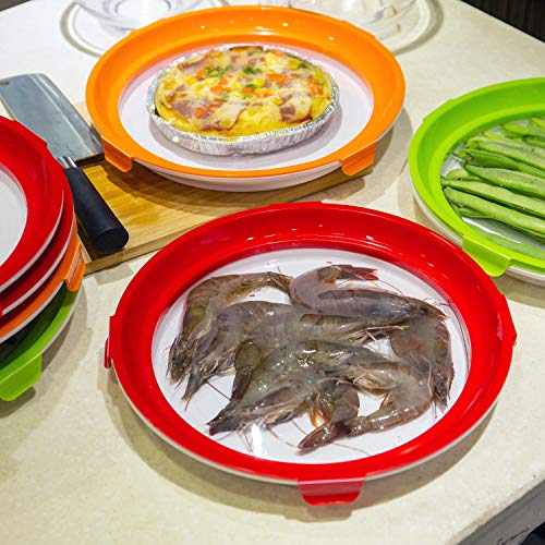 Cucudy Bandeja de Preservação de Alimentos Bandeja de Preservação de Vácuo Empilhável com Tampa Elás