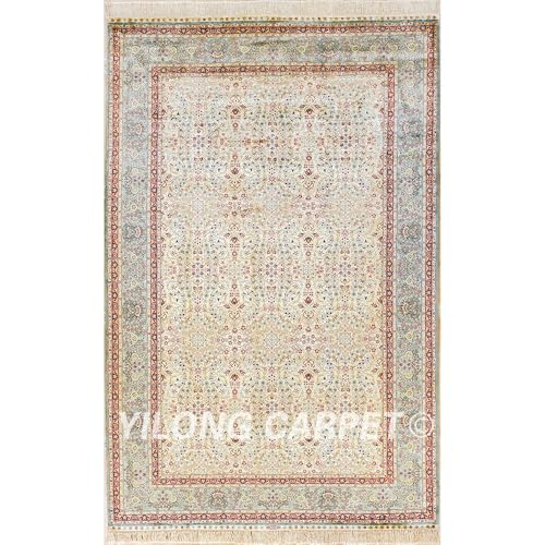 Yilong Carpet 5x8ft Hand-Knotted Silk Area Rug All Over Flooring