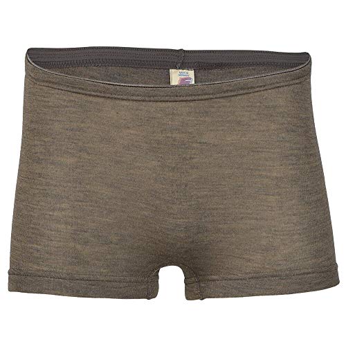 Women’s Thermal Underwear: Moisture Wicking Merino Wool Silk Boy Shorts (EU 38-40 | Small, Walnut)