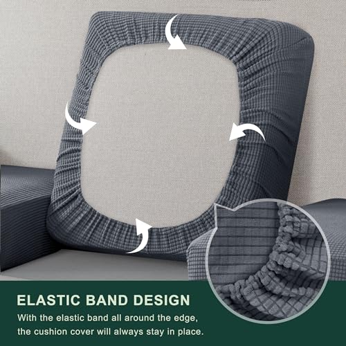 Image of Chunyi Jacquard Polyester Spandex Cushion Slipcover (Chair Cushion, Gray)