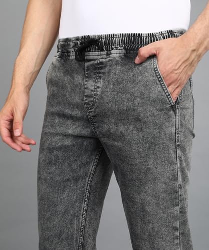 Image of Urbano Fashion Men Mid Rise Regular Fit Washed Jogger Jeans Stretchable
