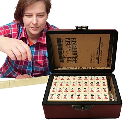 Jogo Mahjong | Jogo Mahjong definido com madeira | Conjunto Trave...