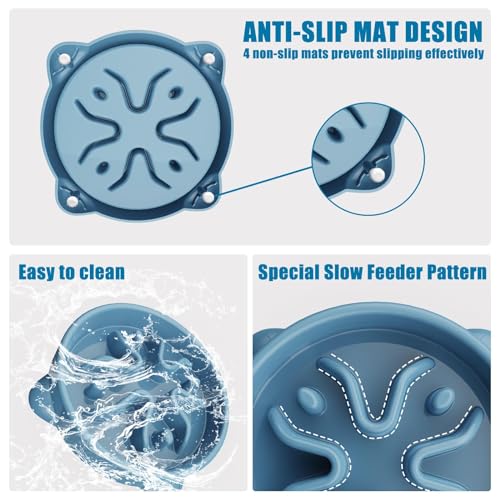Slow Feeder Dog Bowls Small Breed, Dog Food Bowl Small Dog Anti-Choking Bloat Stop Puzzle Healthy Eating Bowl (Blue, 1 Cup) Slow Feeder Dog Bowls Small Breed, Dog Food Bowl Small Dog Anti-Choking Bloat Stop Puzzle Healthy Eating Bowl (Blue, 1 Cup)