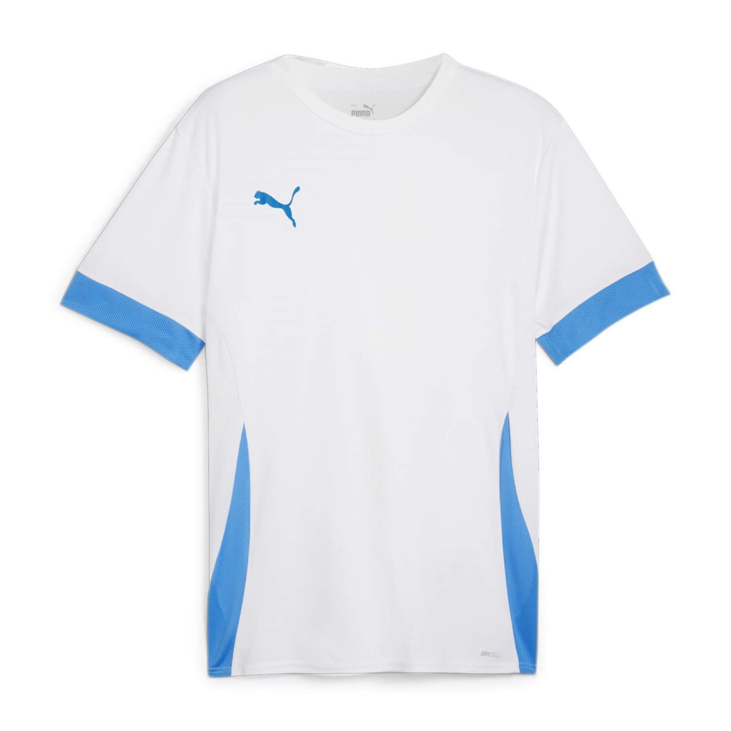 PUMA Unisex Teamgoal Matchday Jersey Jr Football Shirt, Puma White-Electric Blue Lemonade, 152 EU