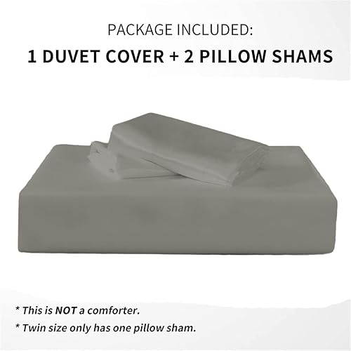 Miniatura 7 de Nayoroom Juego de funda de edredón de seda satinada, tamaño Queen, color gris claro, color liso, de lujo, 3 piezas, refrescante, suave, sedosa, con