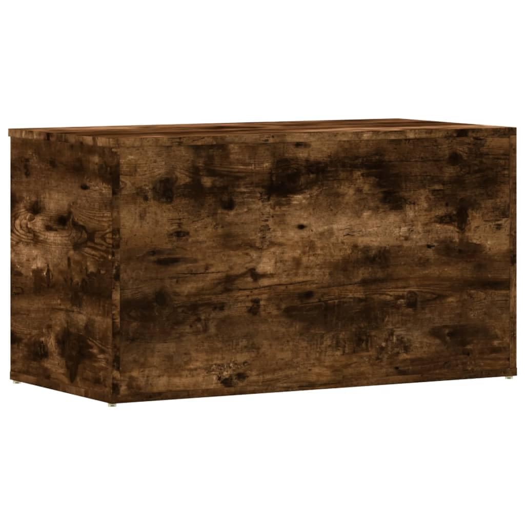 Baúl de almacenamiento de madera de roble ahumado 84 x 42 x 46 cm con espacio de almacenamiento y tapa, versátil baúl y organizador para salón, dormitorio, pasillo