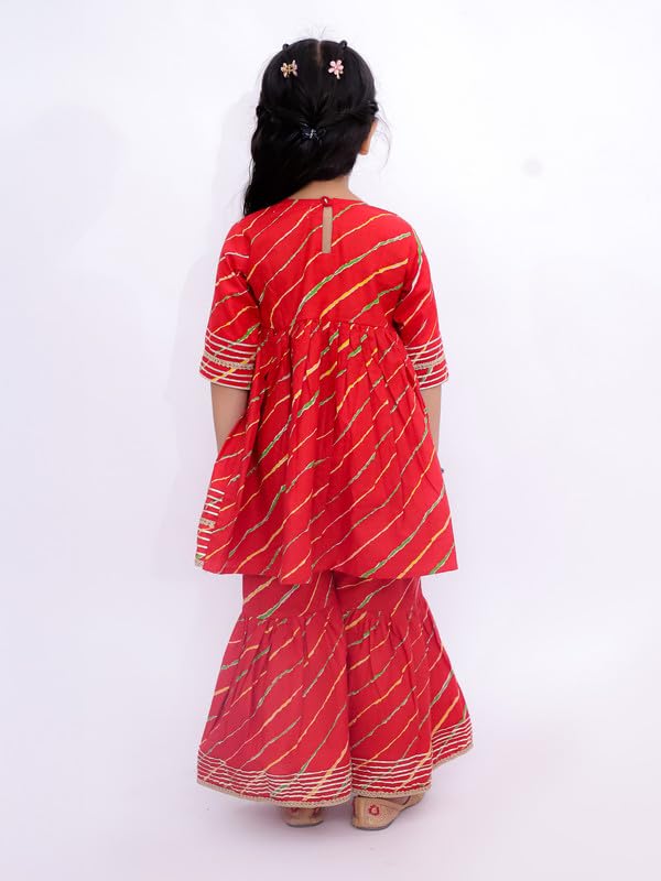 Image of LITTLE GINNIE Girls Kurta Sharara Set | Traditional Ethnic Wear for Kids