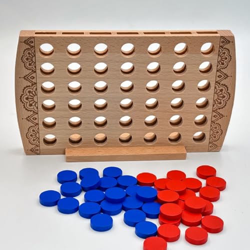 Juego de mesa 4 en línea de madera classic strategy miniatura 3