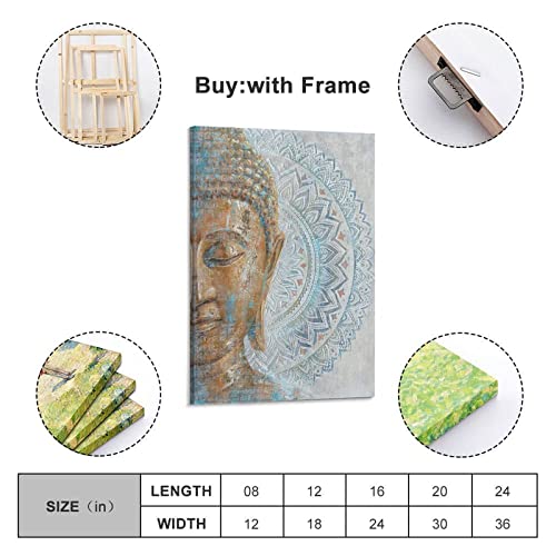 Tomart Mandala Flower Gold Buddha Painting Zen Poster Canvas Print Colorful Yoga Meditation Wall Art Canvas Painting Wall Art Poster For Bedroom Living Room Decor 24X36Inch(60X90Cm) Frame-Style-1 #TOP1