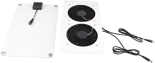 Miniatura 2 de Kit de ventilador de panel solar, kit de ventilador doble, ventilador solar ambiental para mascotas, energía solar, portátil, para gallineros,