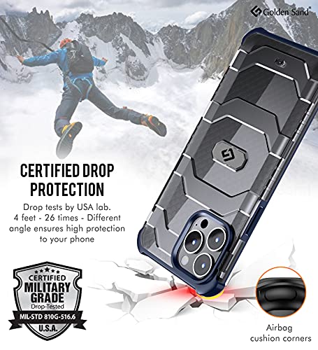 Image of Golden Sand [Explorer Series Apple iPhone 13 Pro Max Back Cover Shockproof Semi-Transparent Rugged Military Grade Phone Case, Certified Drop Protection, Deep Blue