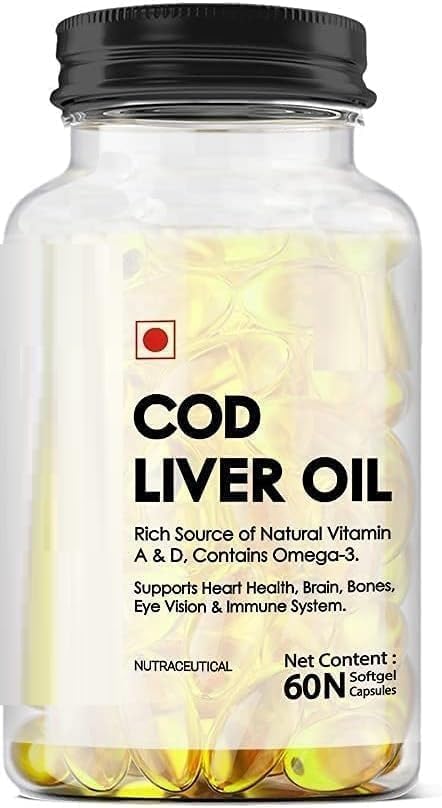 SA COD Liver Oil with Essential Fatty Acid Omega 3, Vitamin A & D(60 Softgel)