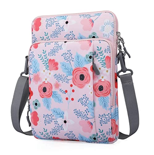 Image of SWOOK 13 inch Laptop Sleeve Case 13.3 Compatible with New MacBook Air M1 A2337 A2179 A1932 2018-2021| MacBook Pro A2338 M1 A2251 A2289 A2159 A1989 A1706 A1708|XPS Surface Pro ThinkPad Envy Swift 3 - Red Flower