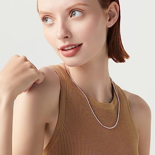 Miabella Italian 925 Sterling Silver Handmade 3mm Bead Ball Strand Chain Necklace for Women, Made in Italy4