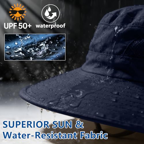 Image of ZOORON Sun Hats for Men Women Fishing Hat with Neck Flap,UPF 50+ Sun Hat Waterproof Wide Brim Bucket Hats for Safari Hiking