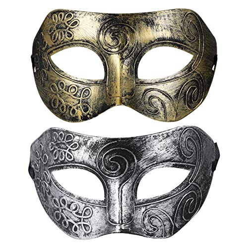 Amosfun 2 PCS Masque Vénitien Homme Masque Dentelle Homme pour Halloween Fête Carnaval Soirée Costume Photo Props