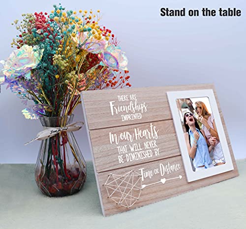Nzy Picture Frame Gift For Best Friend Sister Bestie -Friendships Imprinted In Our Hearts -Long Distance Friendship Gift-Christmas Birthday Present-Friend Moving Away Photo Frame Gift #TOP4