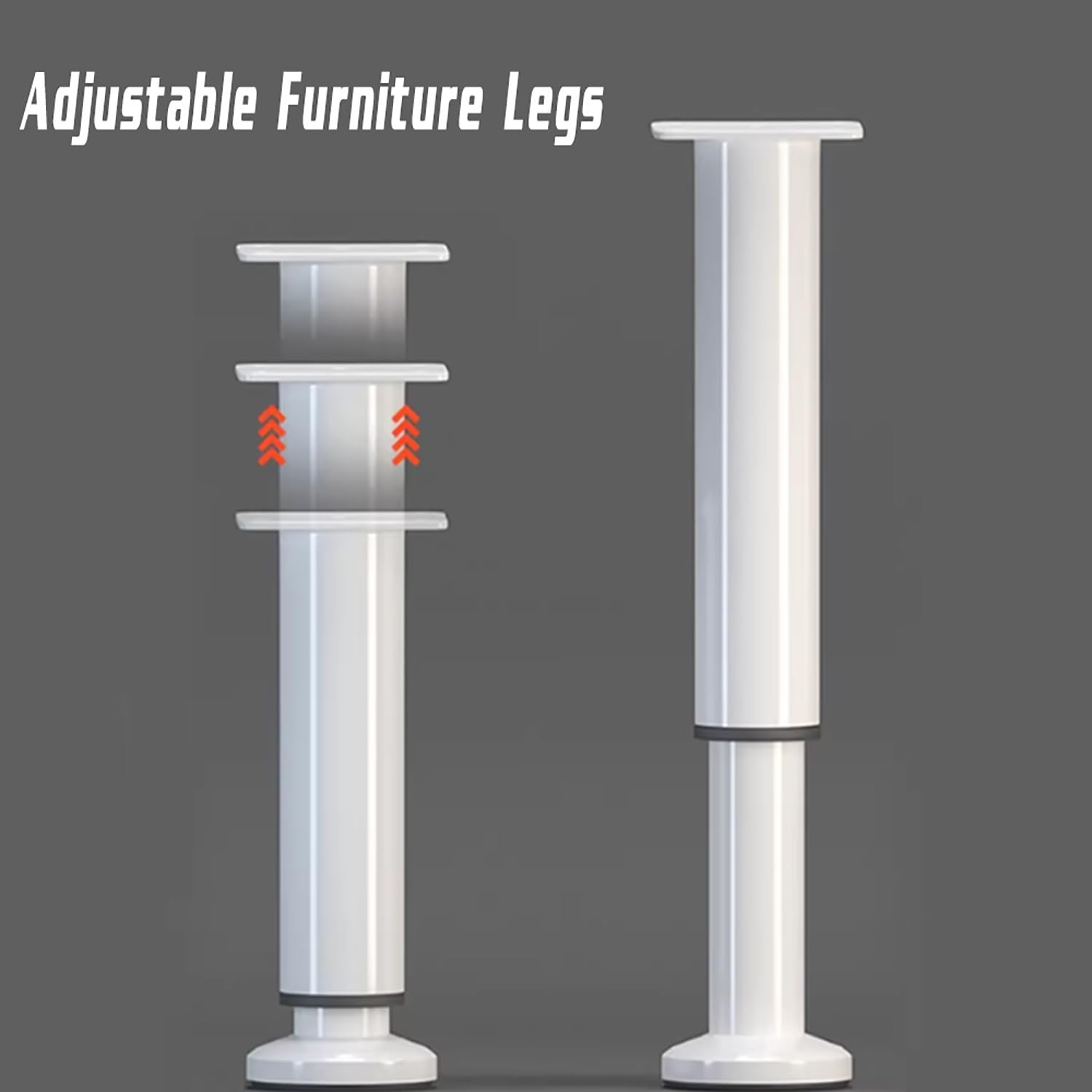 2 Pezzi Piedini per Mobili Regolabili, Gambe per Mobili 12-18cm 25-42cm, Piedini di Supporto in Metallo Bianco per Letto Rete a Doghe Divano(72-110cm/28-43in)