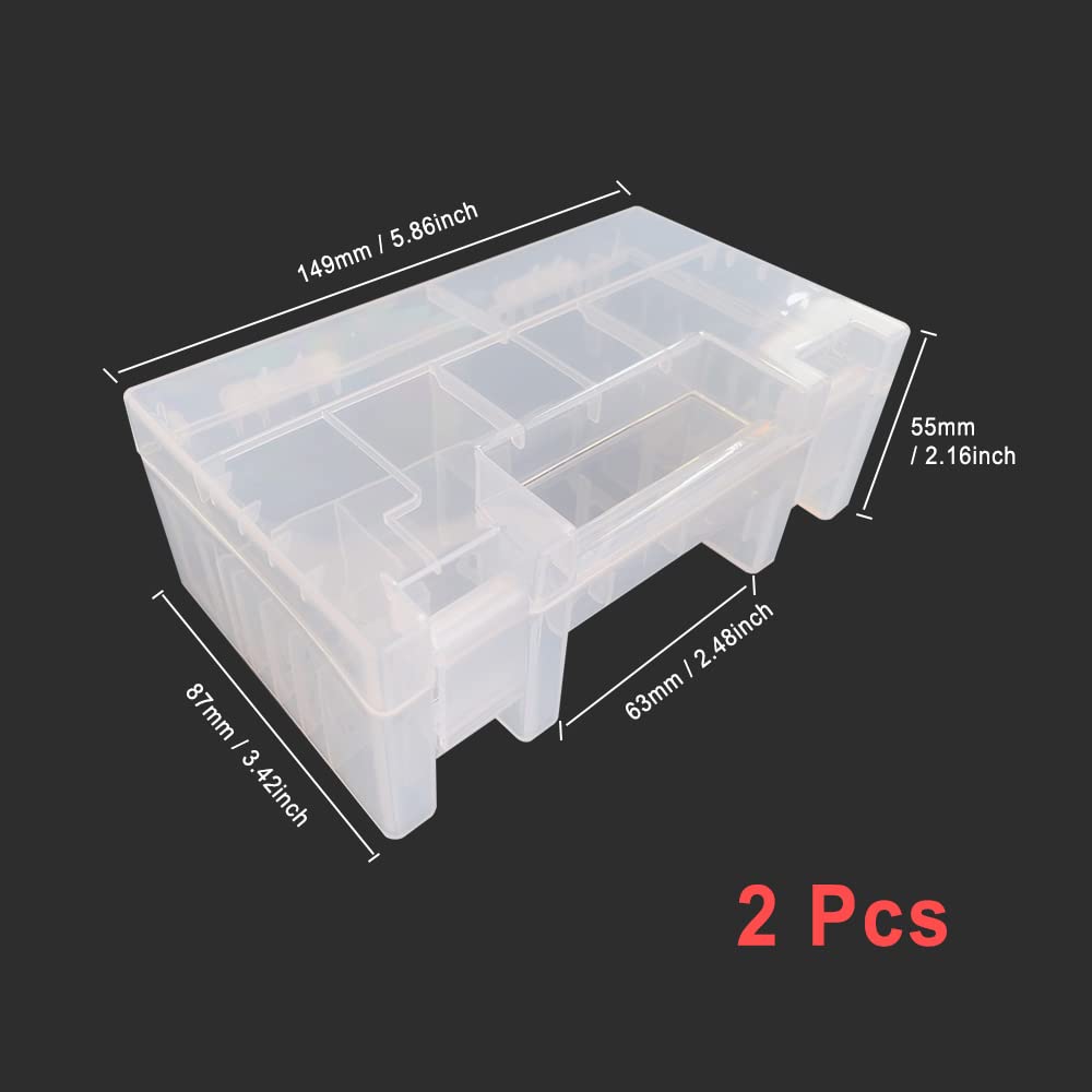 WYAN Scatola della batteria in plastica-2 Pezzi Trasparente Custodia Batteria,Ciascuna può contenere 20pcs AA +14Pcs AAA+2 Pcs 9V batteries(Batterie non incluse)
