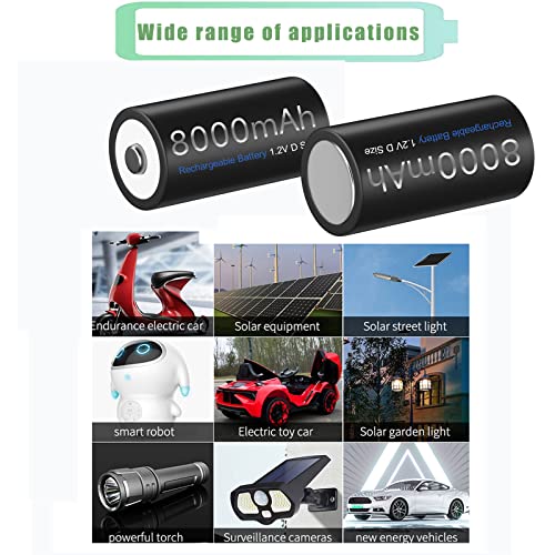 Palowextra Premium Rechargeable D Battery, 6 Pack High Capacity 8000Mah 1.2V Nimh D Size Batteries #TOP6