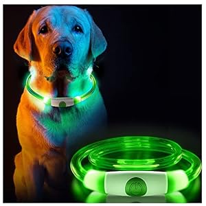 Dog Collar light for the dark, Silicone Collar Flashing Led Light for pets- USB Rechargeable – Makes Your Dog Visible…