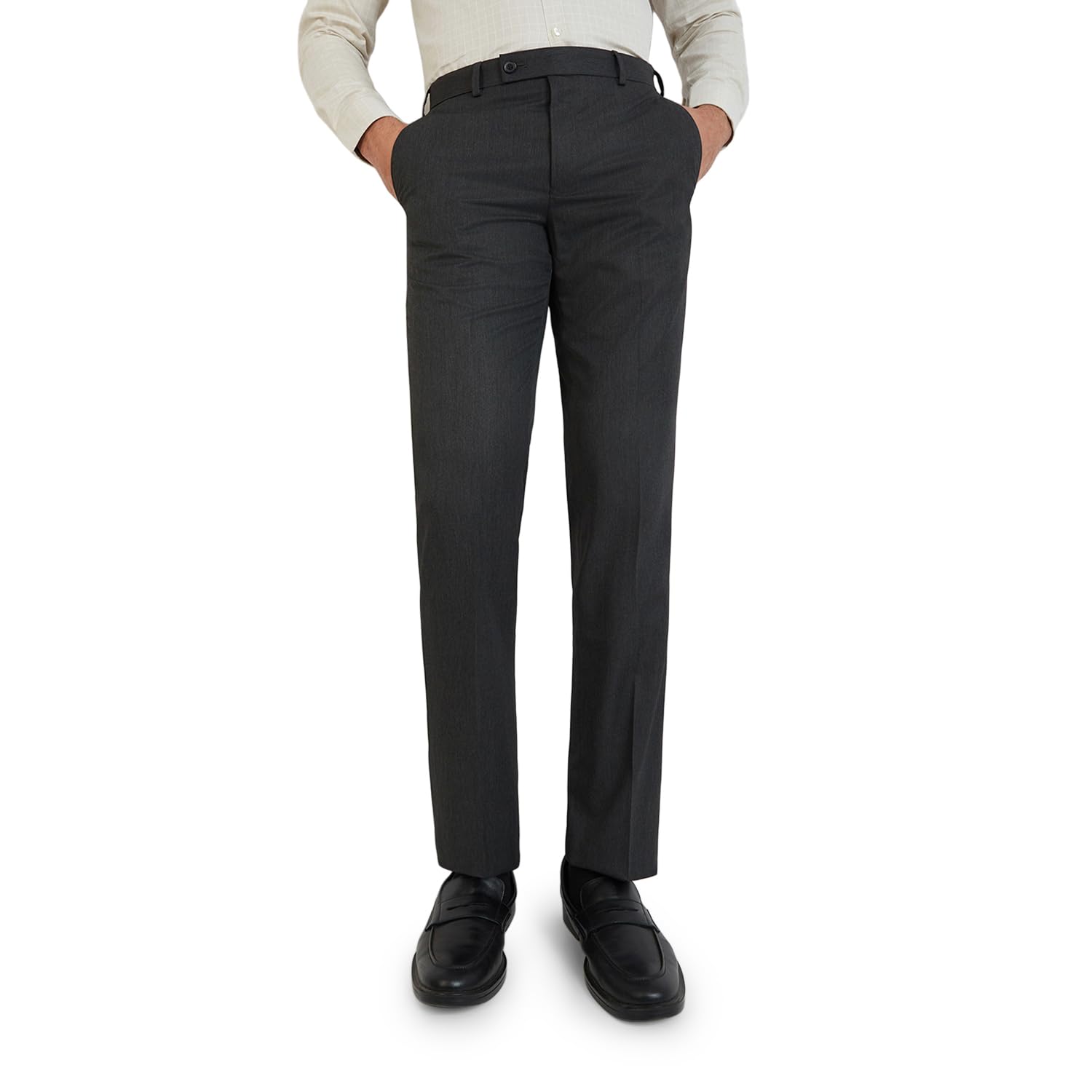 park avenue Men's Regular Fit Twill Pattern Poly Viscose Blend Flat Front Formal Trouser (Size: 34)-PMTX07656-G8 Dark Grey-picture-39