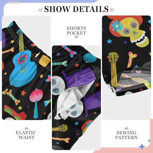 ZZXXB Skull Maraca Boys Long Pants Soft Trousers Elastic Waist Kids Lounge Bottoms with Pockets S-XL4