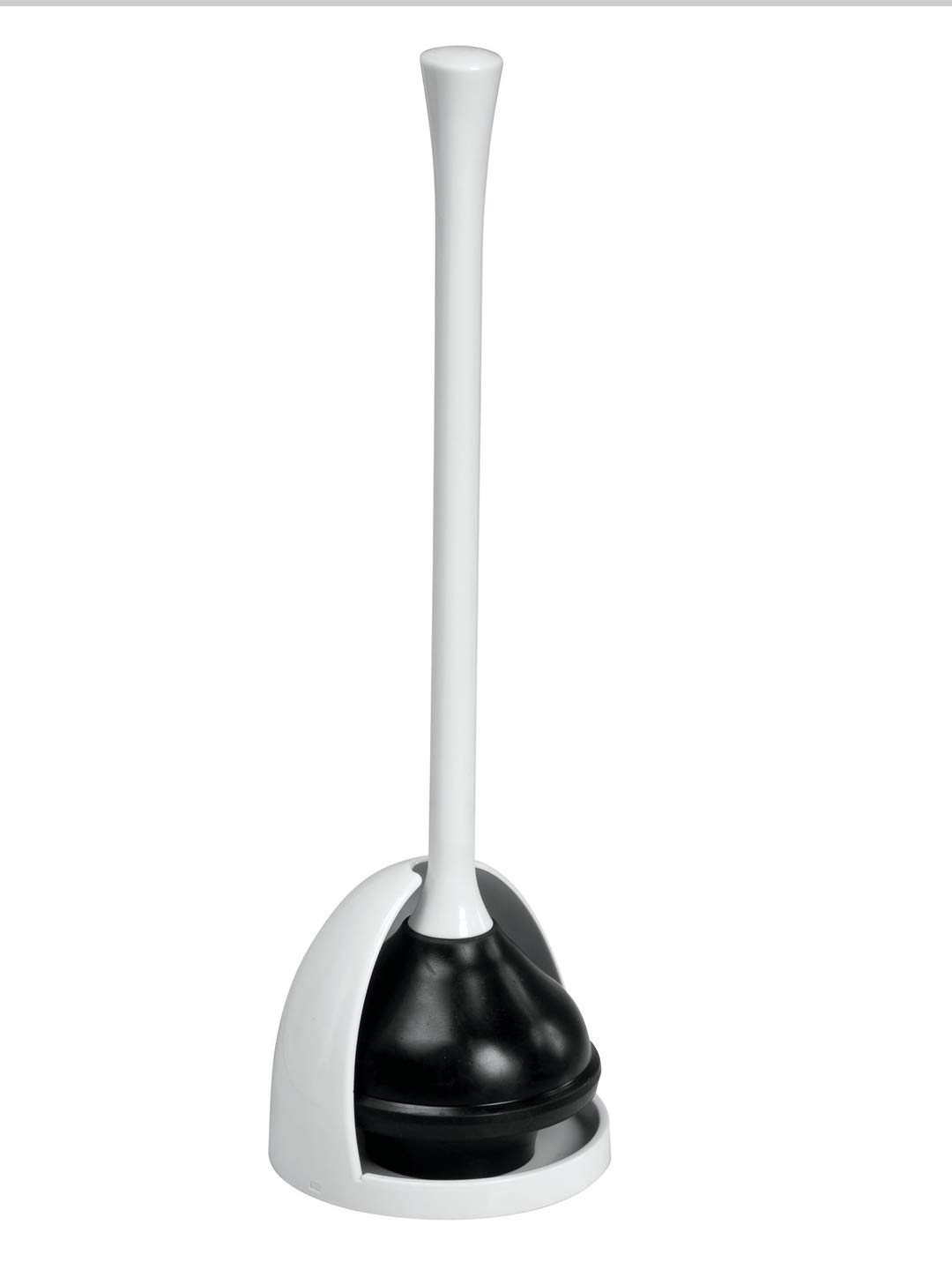iDesign Una Toilet Plunger with Holder, White, 5.8" x 5.8" x 19.5"