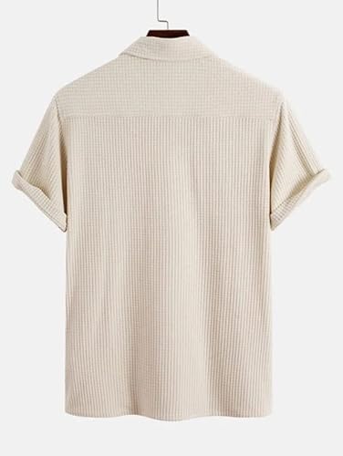 Zaful Men's Retro Short Sleeve Corduroy Shirt Casual Button Down Shirts White Xxl #TOP5