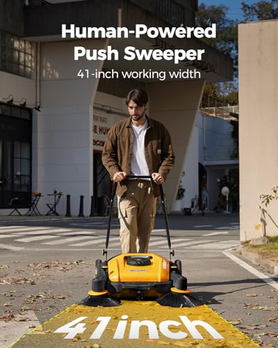 Sweeper in action cleaning outdoor surface