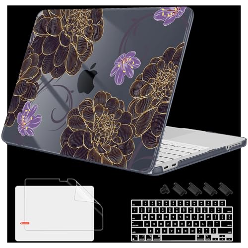 Mektron Case for 2026 MacBook Neo 13-inch A18 Pro chip A3404 Laptop Cover with 13-inch (Diagonal) Liquid Retina Display+ Keyboard Cover+ Screen Protector, Golden Dahlia Flowers - image 1