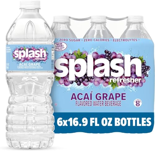 Image of Splash Refresher Acai Grape Flavored Water, 16.9 Fl Oz, Plastic Bottle Pack of 30