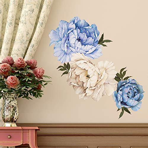 Vinilo decorativo floral azul para pared 77x86 cm miniatura 7