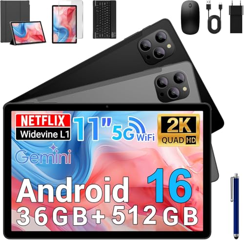 BEYNIVAN Android 16 Tablette Tactile 11 Pouces -Octo-Core T615,36 Go+512 Go(2To TF),8000 mAh/18...