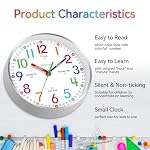 Wall Clock for Kids Learning to Tell Time Easily Non Ticking Battery Operated Kids Teaching Clock Silent Colorful Teaching Time Clock Decorative for Kids Room Classroom School (8 Inch) - Image 5