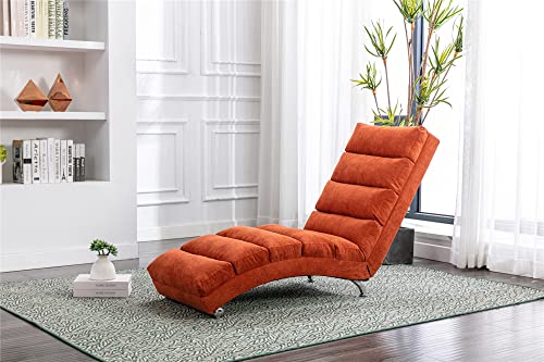 Kuikui Chaise Lounge, Floor Chair Indoor, Modern Long Lounger For Office Bedroom Living Room, Sleeper Chairs For Adults, Orange #TOP4