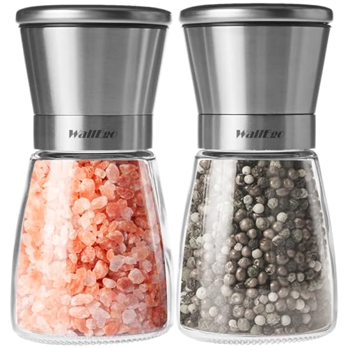 Macina Semi Set Macina Spezie Macinapepe E Sale Manuale - Macinino Con Macina Ceramica Regolabile, Vetro, Acciaio Inox (2 Pezzi) Macinino Spezie Acciaio Macina Semi Di Lino - copertina
