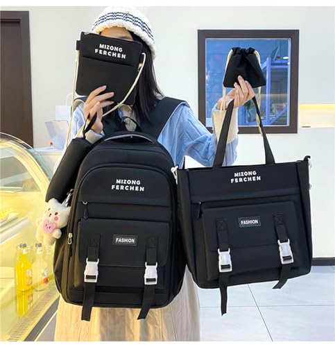 5Pcs Cute Backpack Combo Set Kawaii School Backpack Aesthetic School Bag with Bear Pendant Accessories Crossbody Bag, Pen Pouch for Girls Back to School Supplies2