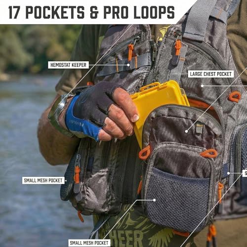Image of Kylebooker Fly Fishing Vest Pack for Men and Women | Breathable Mesh, Multiple pockets, Adjustable Size, Lightweight, Backpack for Outdoor Trout Bass Fishing