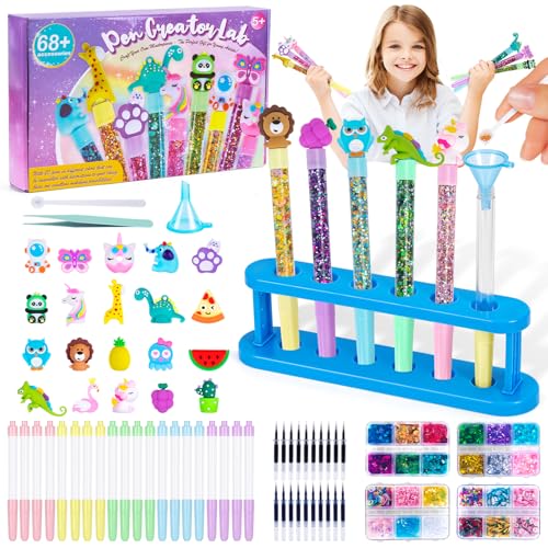 Kazzley Kit de Creación de Bolígrafos con 68+ PCS, Cree 20 Bolígrafos Personalizados, Manualidades Niños 5 6 7 8 9 10 años, Juego Creativo Infantil, Regalo Juguetes para Niños y Niñas