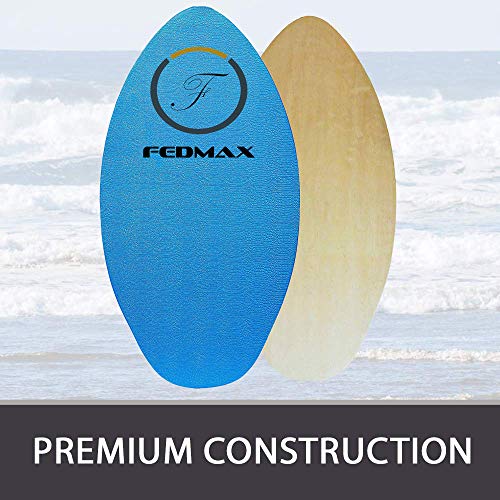 Wood Skimboard with IXPE Foam Traction, No Wax Needed | Red, 30\" (Up to 120bs.) | Skim Board for Kids/Adults.
