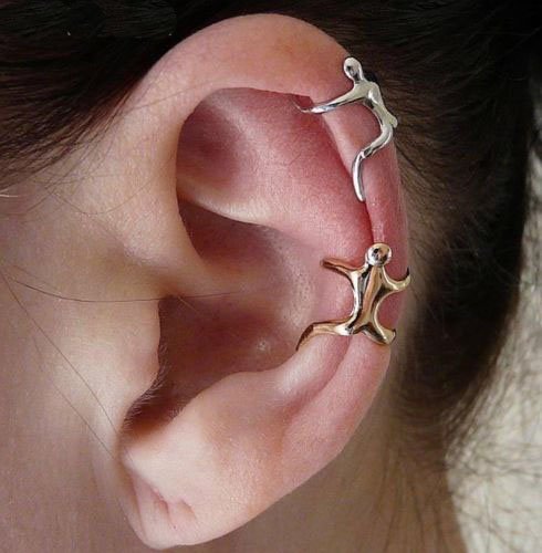 Sliver Climbing Man Naked Climber Ear Cuff Helix Cartilage Earring