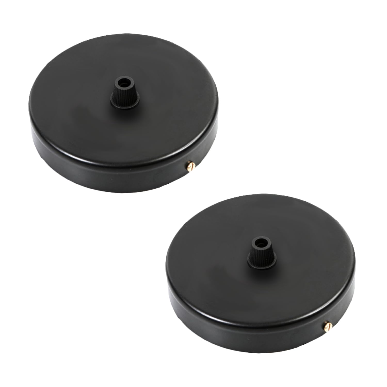 2 Pack Ceiling Rose Light Fitting Metal Black Cover Plate Canopy – E27 Screw Pendant Lamp Holder – 10cm Diameter x 2.5cm Height – Black Base for Hanging Lights – Ideal for Pendant Lights & Chandeliers