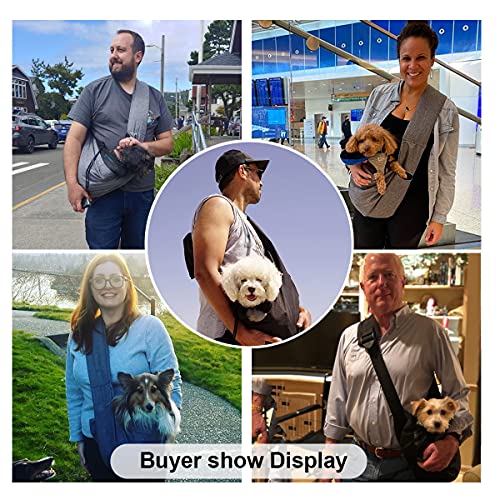 AOFOOK Dog Cat Sling Carrier Adjustable Padded Shoulder Strap with Zipper Pocket for Outdoor Travel (Black) - Image 6