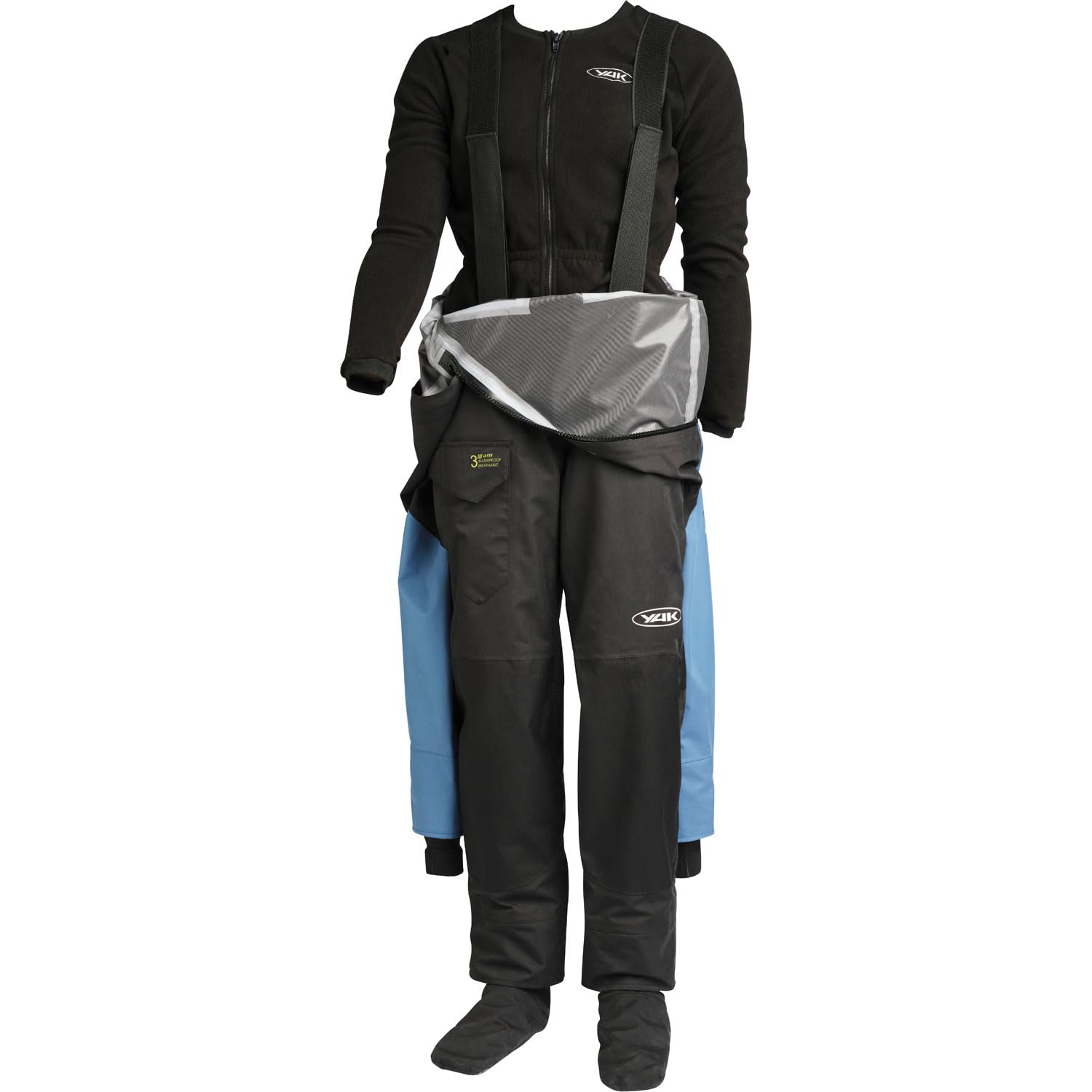 Yak Tuta da Kayak Drysuit - Blu Nero - Caldo e Traspirante 3 Strati per Uomini che Praticano Sport Acquatici in Inverno