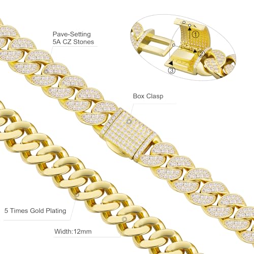 Pulsera Cadena Cubana 14k Oro para Hombre 7.5 in miniatura 3