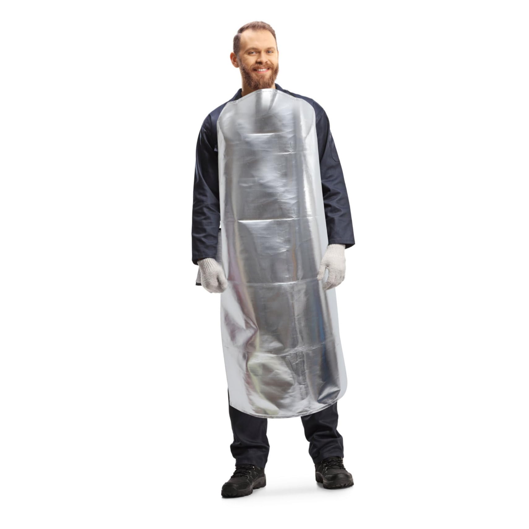 NUOBESTY Feuerfeste Schürze Verstellbar, Ölbeständig, aus Aluminiumfolie | Silberfarben, Kunststoff, Schützt Kleidung und Haut vor Funken, Spritzern und Verbrühung Zufällige Farbe