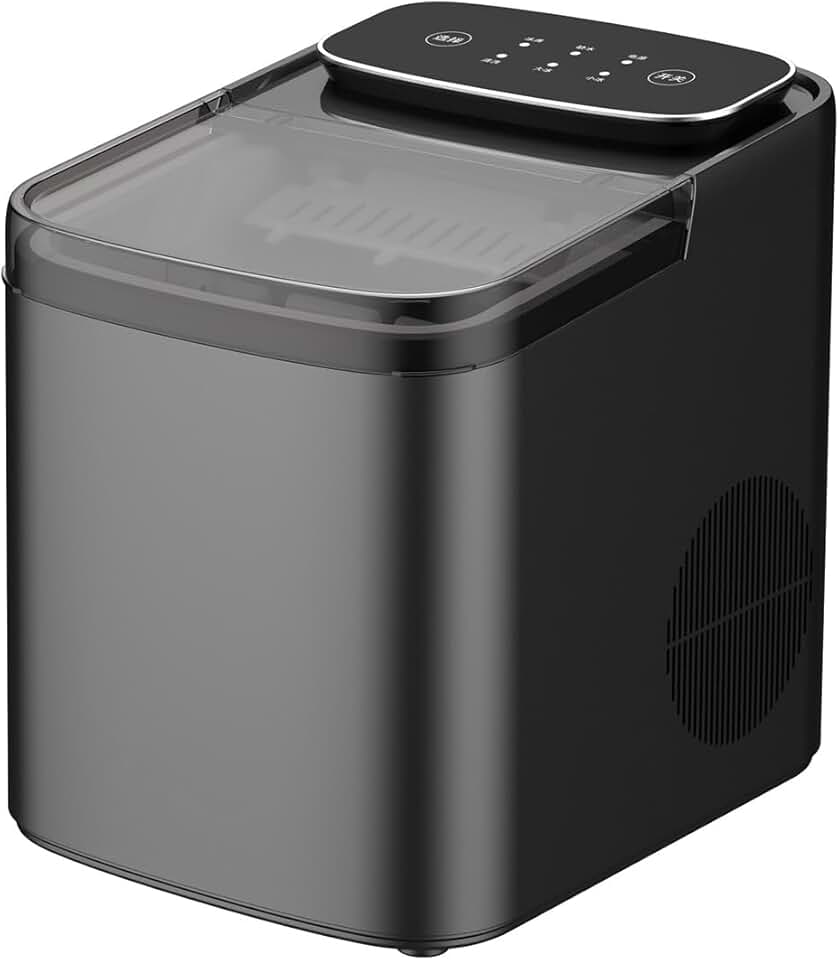 Máquina de Gelo Portátil, Produz 12kg em 24h, Cubos de Gelo Perfeitos para Casa, Viagens e Bares, Cor Preta (Preto)