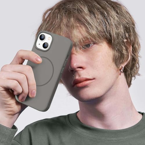 Image of DIZORO Magnetic for iPhone 14 Case, Compatible with MagSafe, Integrated Silicone Camera Control Cover, Thicken Shockproof Drop Protection Phone Case for 14, Titanium